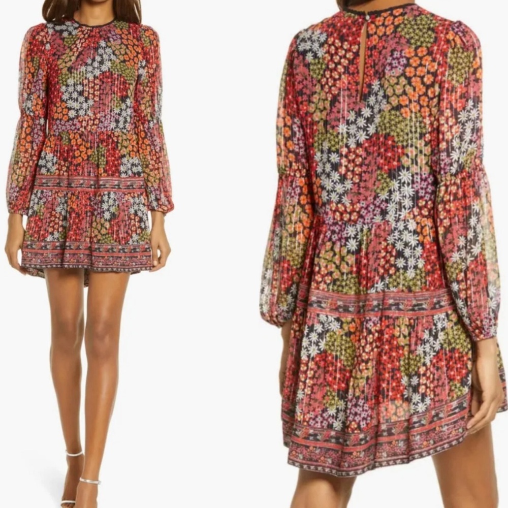 Saylor Floral Print Dress - Red and Black